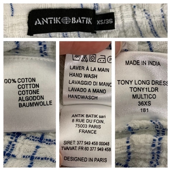 Antik Batik Tony Long Dress maxi dress ruffled plaid white Size XS Anthropologie - Picture 13 of 13